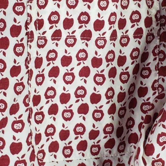 Talbots Button Down Shirt Novelty Print Apple Size 14 P Teacher Cotton LS - Picture 5 of 11